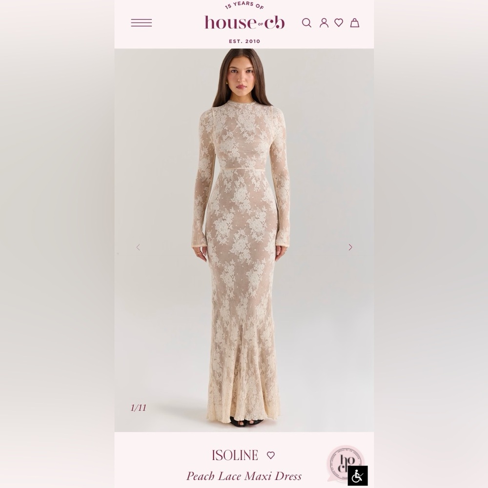 House of CB Isoline Dress in color Tender Peach. Size M. Great condition